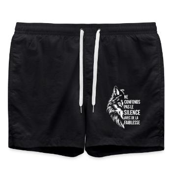 Ne confonds pas le silence avec de la faiblesse - Short de bain - noir - Devant - AI Model Male 185 light (185cm)