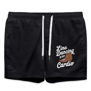 Line Dancing Tanzen Tänzer - Badeshorts - Schwarz - Vorne - AI Model Male 185 light (185cm)