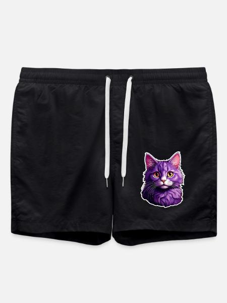 Cat modern design - Swim Trunks - black