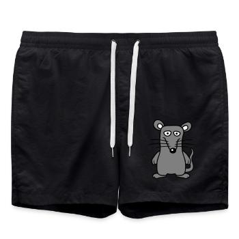 souris souris mignon petit rat rongeur drôle bande dessinée - Short de bain - noir - Devant - AI Model Male 185 light (185cm)
