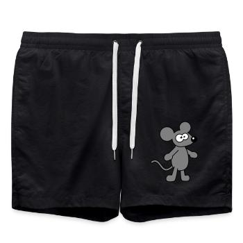 souris souris mignon petit rat rongeur drôle bande dessinée - Short de bain - noir - Devant - AI Model Male 185 light (185cm)