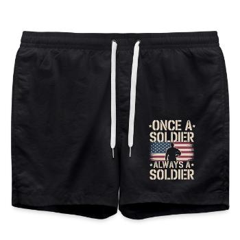 Soldat militaire vétéran - Short de bain - noir - Devant - AI Model Male 185 light (185cm)