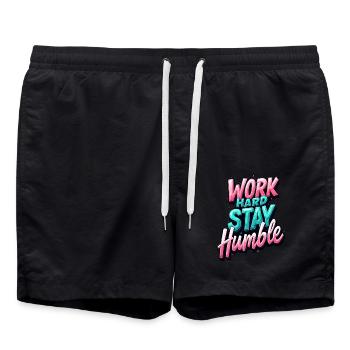 Travailler dur, rester humble - Short de bain - noir - Devant - AI Model Male 185 light (185cm)