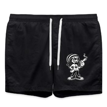Dreadlock Smoker - Stoned man - High & Happy - Badeshorts - Schwarz - Vorne - AI Model Male 185 light (185cm)