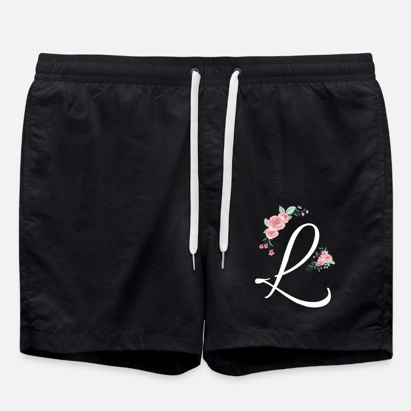 Lettre l fleurs - Short de bain - noir