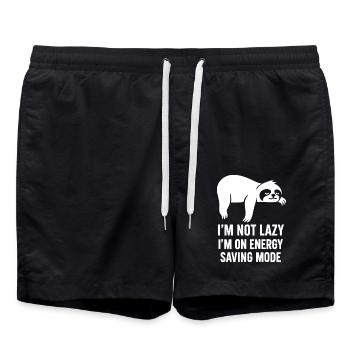 Sloth Energy Saving Mode – Funny Saying Design - Swim Trunks - black - Front - AI Model Male 185 light (185cm)