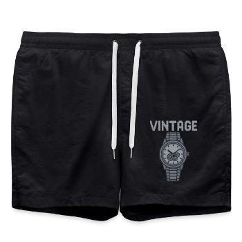 A silver-coloured vintage watch exudes flair - Swim Trunks - black - Front - AI Model Male 185 light (185cm)