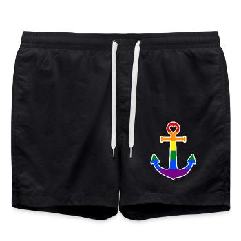 Rainbow Anchor - Swim Trunks - black - Front - AI Model Male 185 light (185cm)