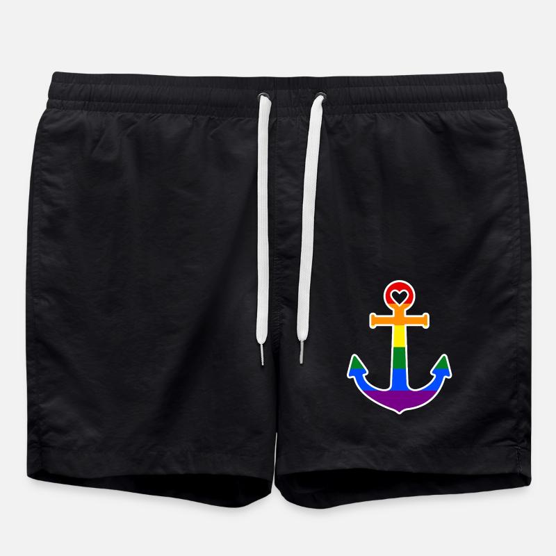 Rainbow Anchor - Swim Trunks - black