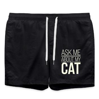 Ask Me About My Cat Cat Humor Shirt - Swim Trunks - black - Front - AI Model Male 185 light (185cm)