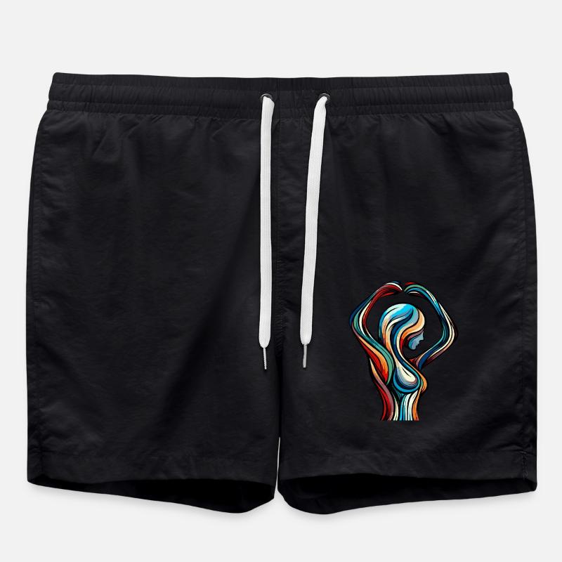 Bunte Frau - Badeshorts - Schwarz