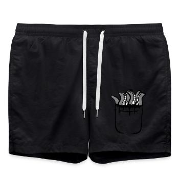 Tentacule Poche Poitrine Octopus Monster Shirt Bag - Short de bain - noir - Devant - AI Model Male 185 light (185cm)