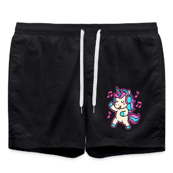 Licorne dansante avec des écouteurs - Fun Music Vibes - Short de bain - noir - Devant - AI Model Male 185 light (185cm)