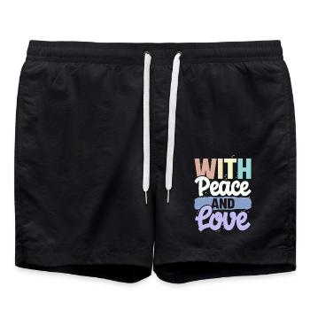 Avec la paix et l’amour - Short de bain - noir - Devant - AI Model Male 185 light (185cm)