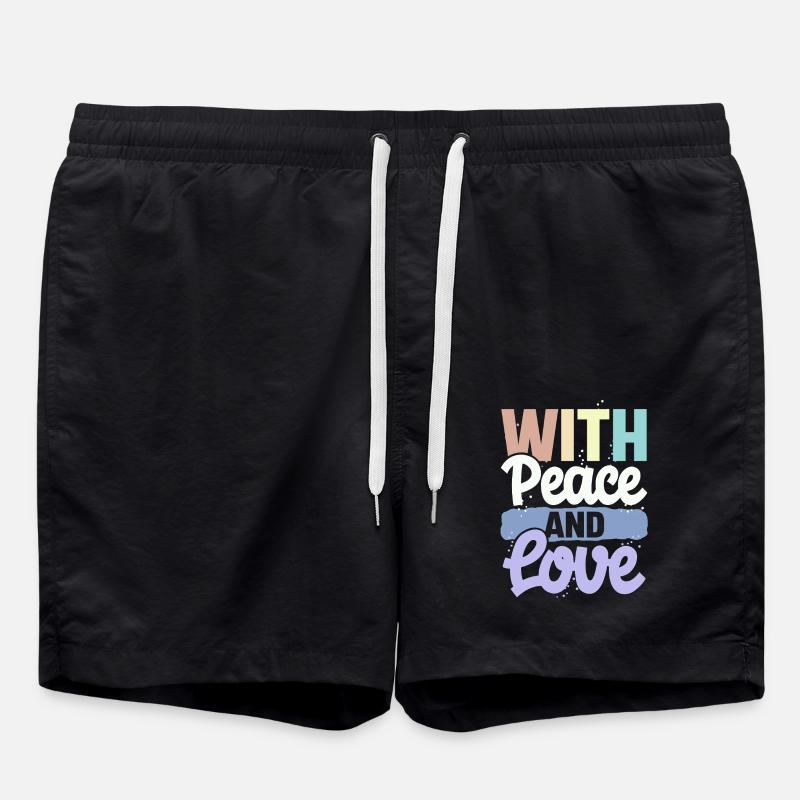 With Peace And Love - Swim Trunks - black