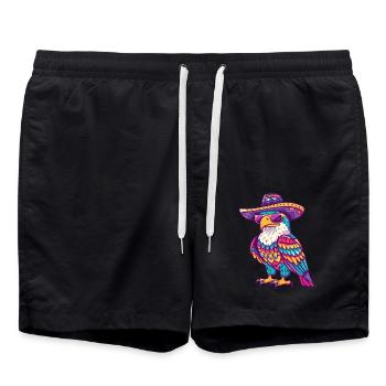 Eagle Comic Funny Sombrero - Swim Trunks - black - Front - AI Model Male 185 light (185cm)
