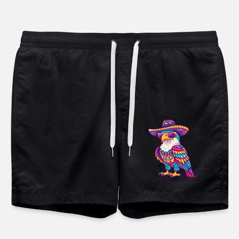 Eagle Comic Funny Sombrero - Swim Trunks - black
