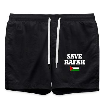 Save rafah - Swim Trunks - black - Front - AI Model Male 185 light (185cm)