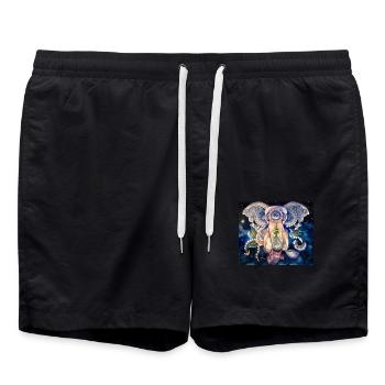 Mandala Éléphant / par Anima Art par Silvia, - Short de bain - noir - Devant - AI Model Male 185 light (185cm)