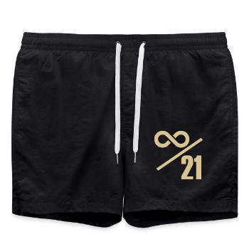Bitcoin 21 Million Limit - Infinitely Valuable - Swim Trunks - black - Front - AI Model Male 185 light (185cm)