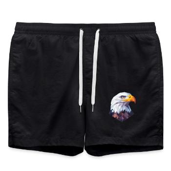 Eagle Head Low Poly Logo Design - Swim Trunks - black - Front - AI Model Male 185 light (185cm)