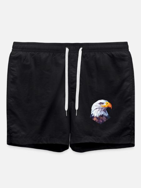Adler Kopf Low Poly Logo Design - Badeshorts - Schwarz