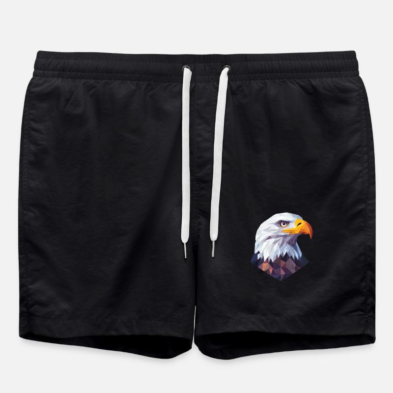 Conception du logo Low Poly de la tête d’aigle - Short de bain - noir