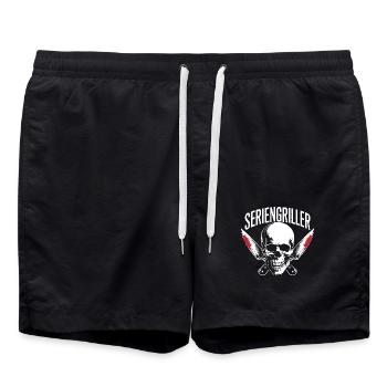 Skull Seriengriller mit gekreuzten Grillmessern - Badeshorts - Schwarz - Vorne - AI Model Male 185 light (185cm)
