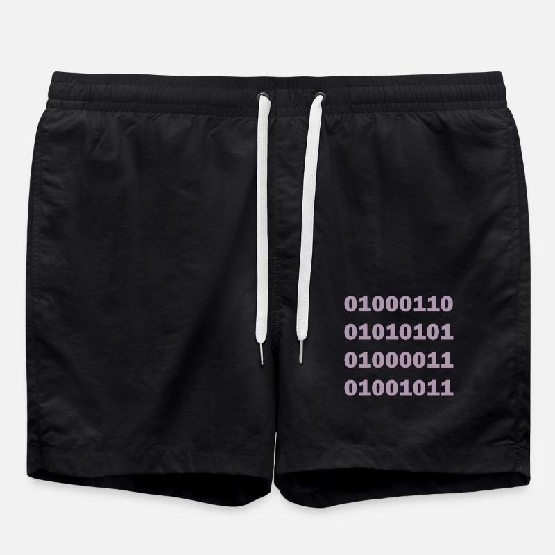 Code binaire Fuck - Short de bain - noir