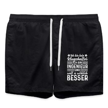 Ingenieur kein Klugscheißer coole lustige Sprüche - Badeshorts - Schwarz - Vorne - AI Model Male 185 light (185cm)