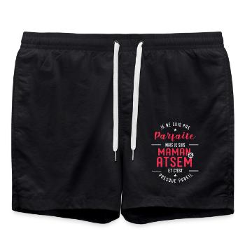 maman Atsem humour fête des mères - Short de bain - noir - Devant - AI Model Male 185 light (185cm)