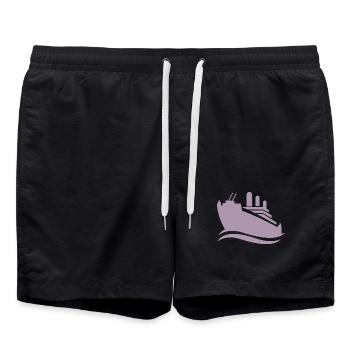 Cruise Ship Silhouette Minimalist Sea - Swim Trunks - black - Front - AI Model Male 185 light (185cm)
