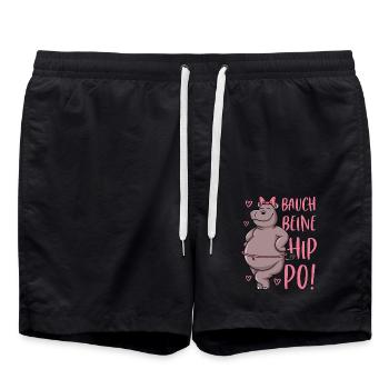 Hullern Nilpferd Hippopotamus Bauch Beine Hip Po - Badeshorts - Schwarz - Vorne - AI Model Male 185 light (185cm)