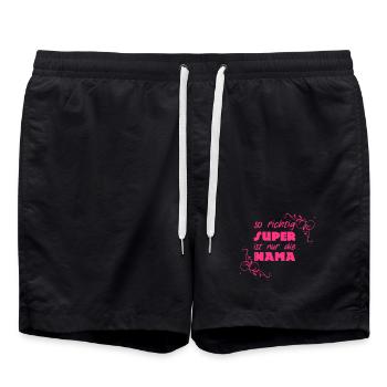Super Mama Mutter Muttertag Familie Geschenk - Badeshorts - Schwarz - Vorne - AI Model Male 185 light (185cm)