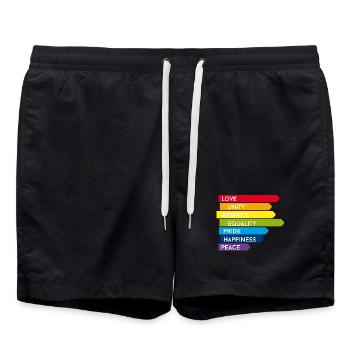 gay pride csd Regenbogen homo Parade stolz ehe lol - Badeshorts - Schwarz - Vorne - AI Model Male 185 light (185cm)