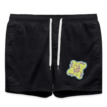 Mandala Artisches Muster in Limette - Badeshorts - Schwarz - Vorne - AI Model Male 185 light (185cm)