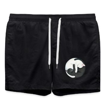 Yin Yang Balancing Cats - Swim Trunks - black - Front - AI Model Male 185 light (185cm)