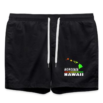 Hawaii Honolulu avec carte / cadeau carte - Short de bain - noir - Devant - AI Model Male 185 light (185cm)