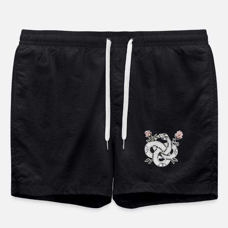 Snake design with roses - Swim Trunks - black