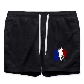 Drapeau Tricolore France - Short de bain - noir - Devant - AI Model Male 185 light (185cm)