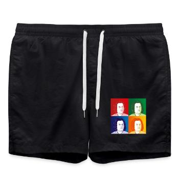 Johann Sebastian Bach en style cartoon - Short de bain - noir - Devant - AI Model Male 185 light (185cm)