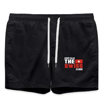 Keep calm the Swiss is here Switzerland Gift - Swim Trunks - black - Front - AI Model Male 185 light (185cm)