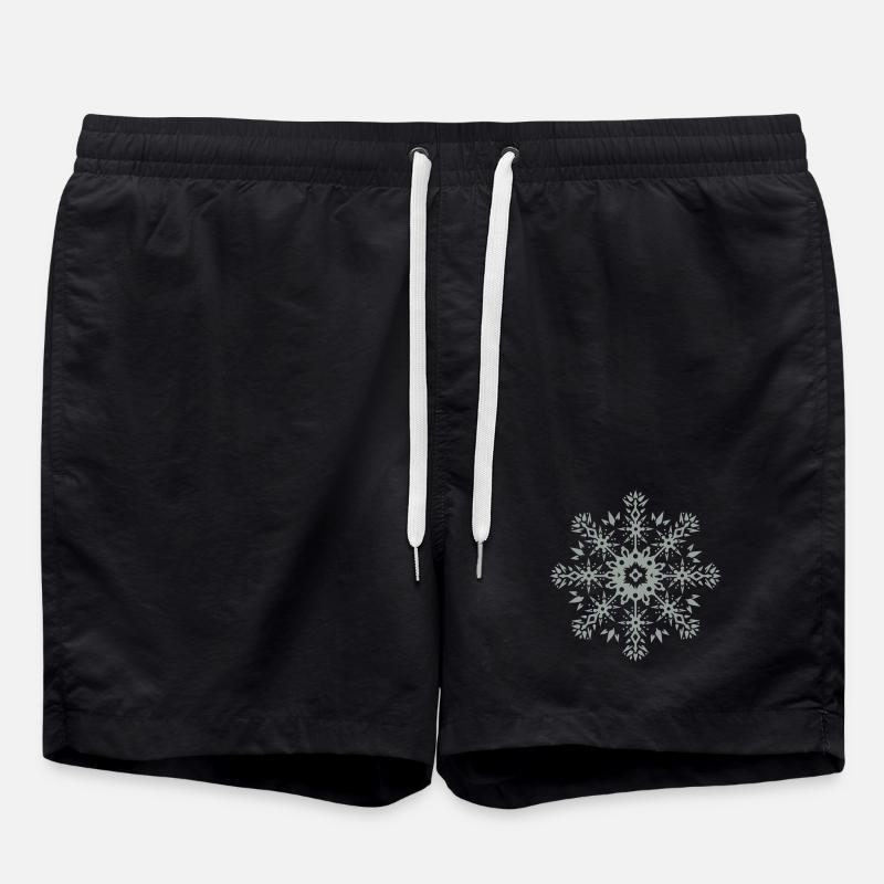 Snowflake Ornament Design - Swim Trunks - black