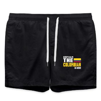Keep calm Kolumbien / Geschenk Flagge Südamerika - Badeshorts - Schwarz - Vorne - AI Model Male 185 light (185cm)
