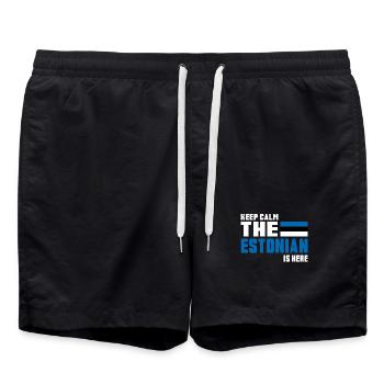 Keep calm Estonie / Cadeau Tallinn Europe de l’Est - Short de bain - noir - Devant - AI Model Male 185 light (185cm)