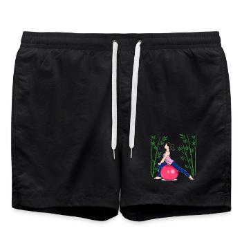 Pilates Exercise Fitness Workout Workout - Swim Trunks - black - Front - AI Model Male 185 light (185cm)