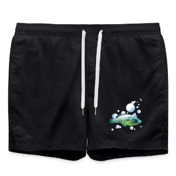 Motif de poisson d’aquarium coloré - Short de bain - noir - Devant - AI Model Male 185 light (185cm)