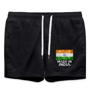 Made in India Flag Stencil Tee - Badeshorts - Schwarz - Vorne - AI Model Male 185 light (185cm)