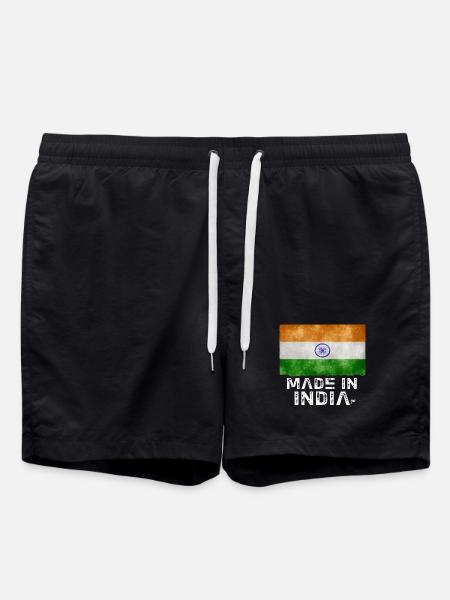 Made in India Flag Stencil Tee - Swim Trunks - black