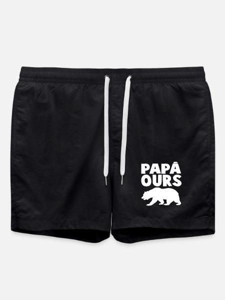 Wild papabear head in silhouette - Swim Trunks - black